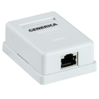 IEK Розетка информационная настенная RJ45 кат.5E FTP 1 порт GENERICA - CS2-1C5EF-12-G